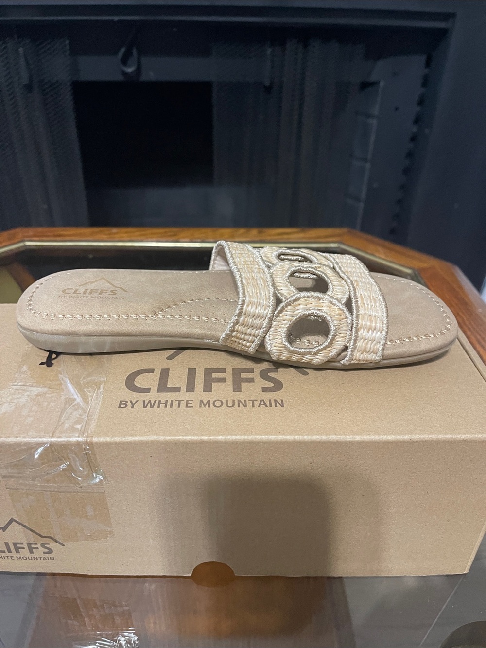 Cliffs by WHITE MOUNTAIN Tan Woven Slide Sandal